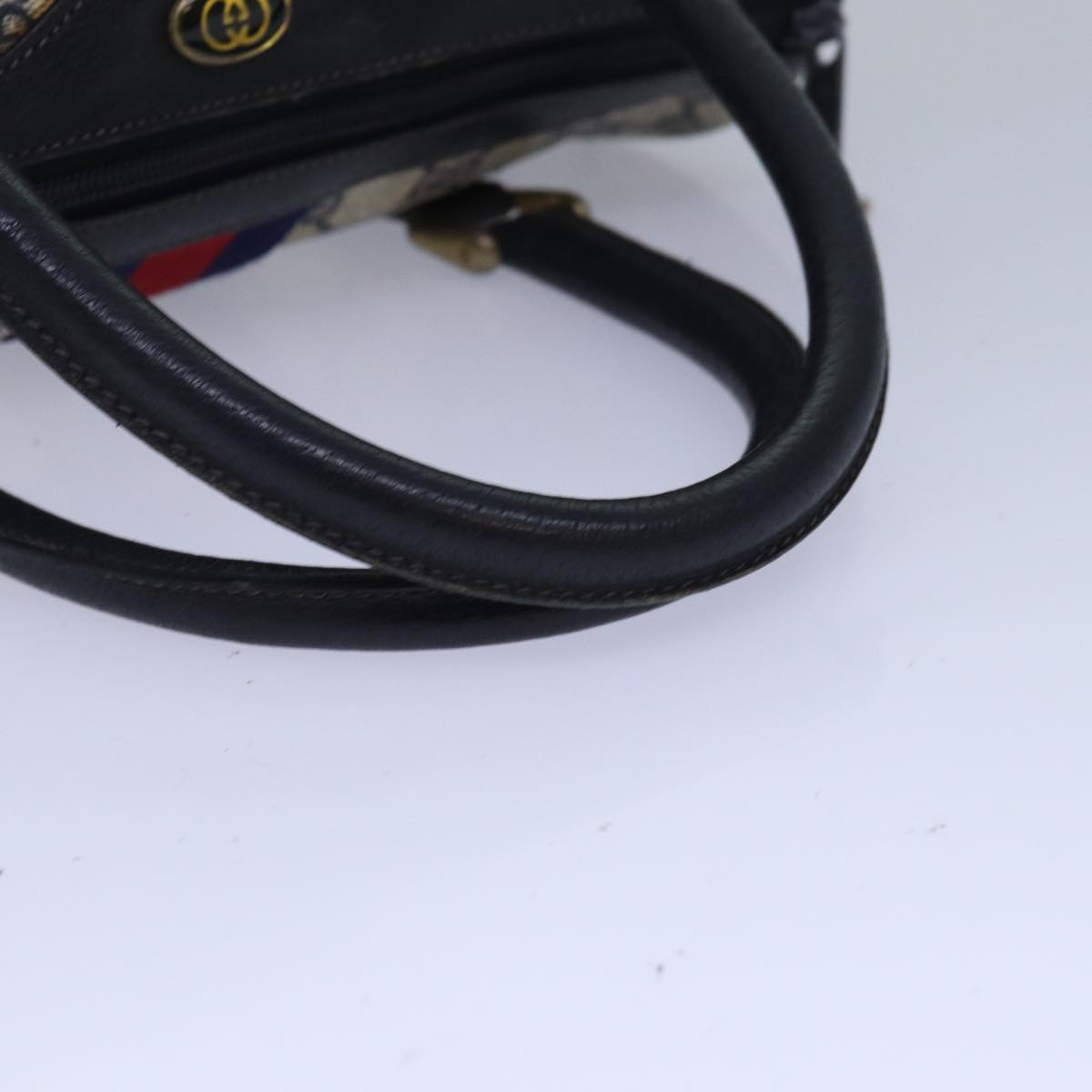 GUCCI GG Supreme Sherry Line Hand Bag PVC Navy Red 39 02 006 85906
