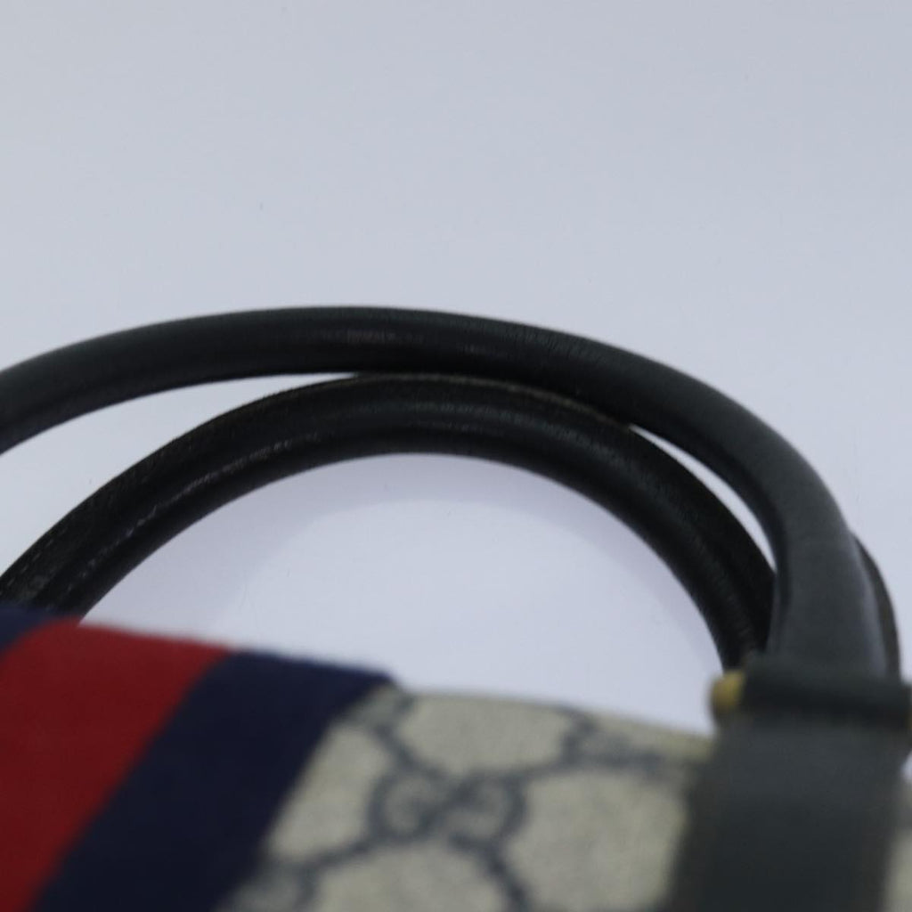 GUCCI GG Supreme Sherry Line Hand Bag PVC Navy Red 39 02 006 85906