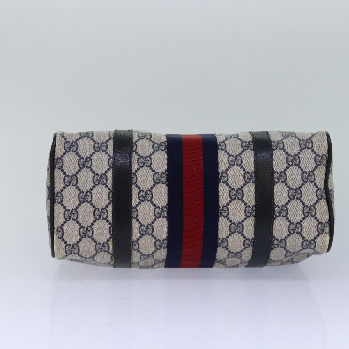 GUCCI GG Supreme Sherry Line Hand Bag PVC Navy Red 39 02 006 85906