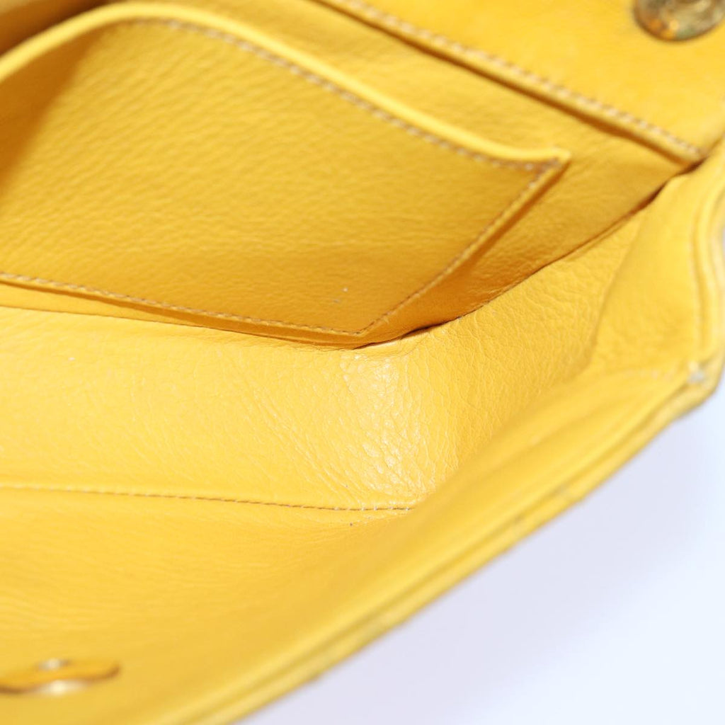 CHANEL Mini Matelasse Chain Shoulder Bag Lamb Skin Yellow Gold CC 85920