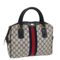 GUCCI GG Supreme Sherry Line Hand Bag PVC Navy Red 85974