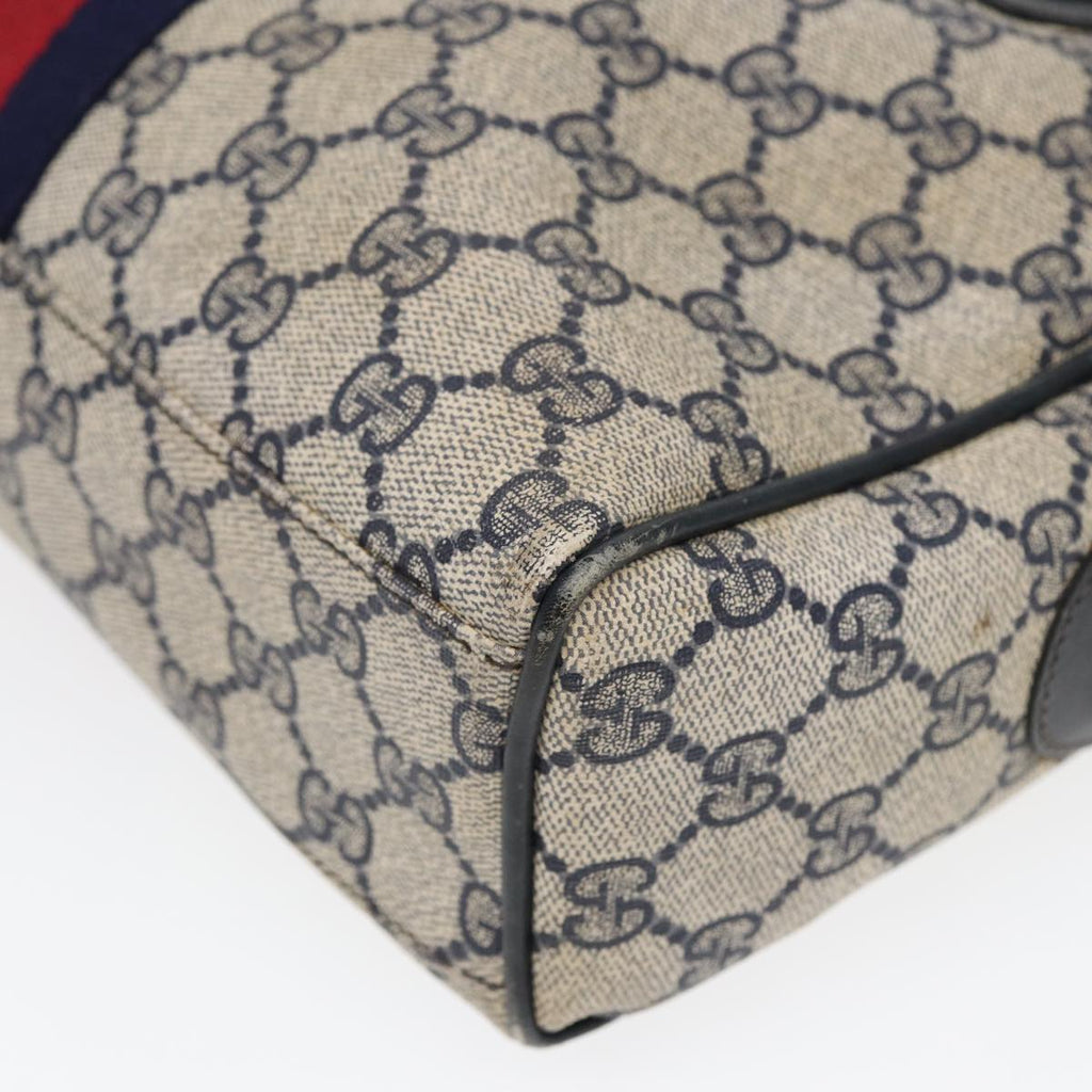 GUCCI GG Supreme Sherry Line Hand Bag PVC Navy Red 85974