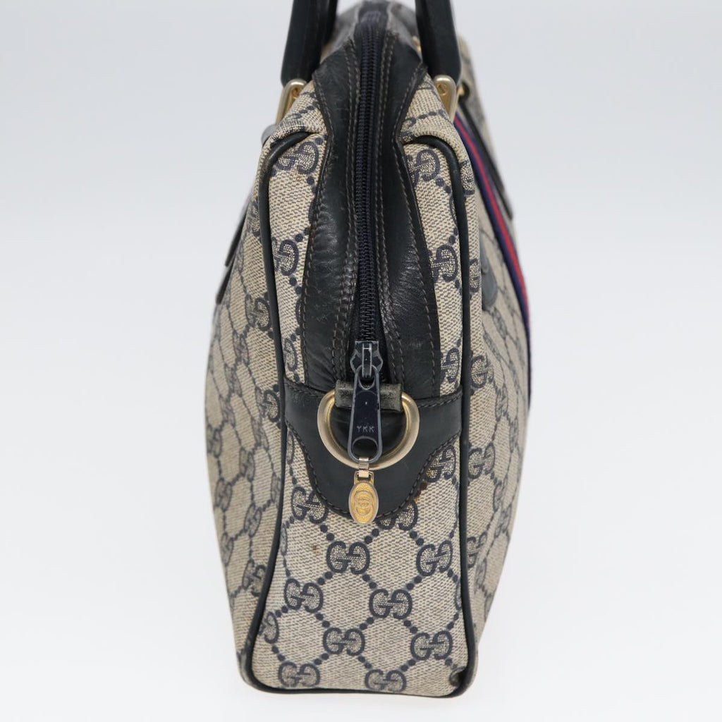 GUCCI GG Supreme Sherry Line Hand Bag PVC Navy Red 85974