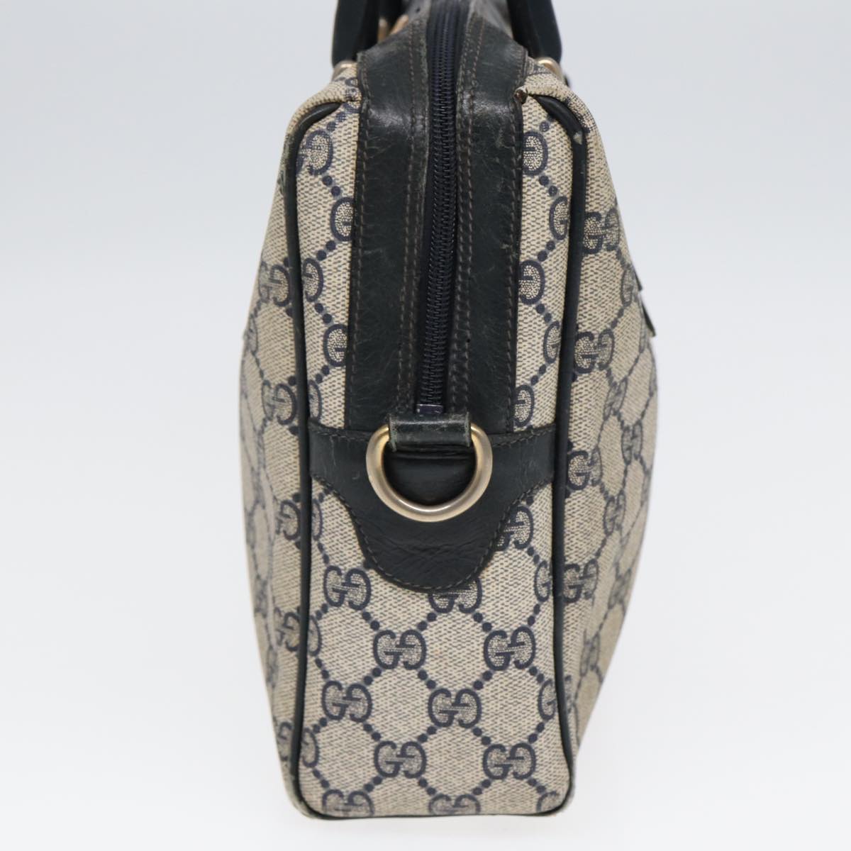 GUCCI GG Supreme Sherry Line Hand Bag PVC Navy Red 85974