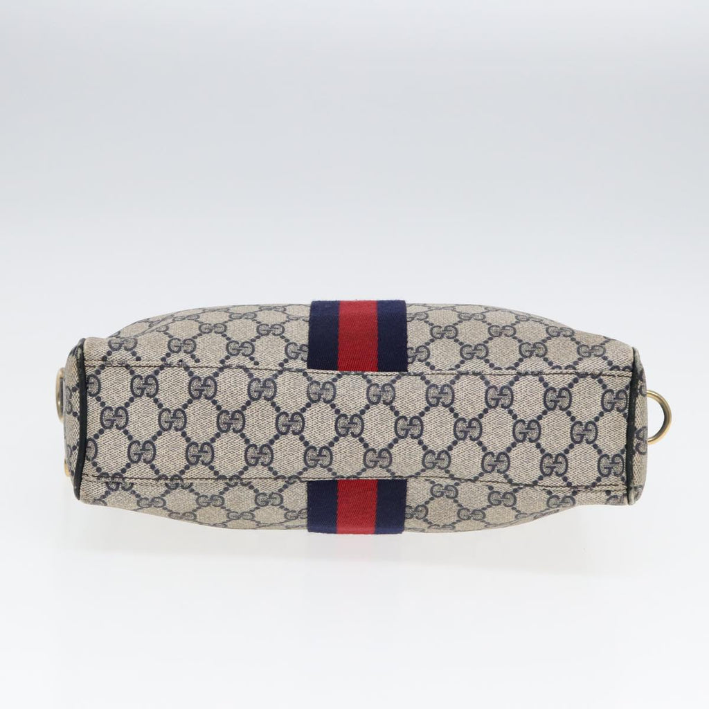 GUCCI GG Supreme Sherry Line Hand Bag PVC Navy Red 85974