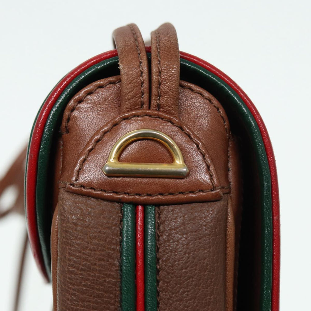 GUCCI Shoulder Bag Leather Brown Gold 001 261 1089 85976