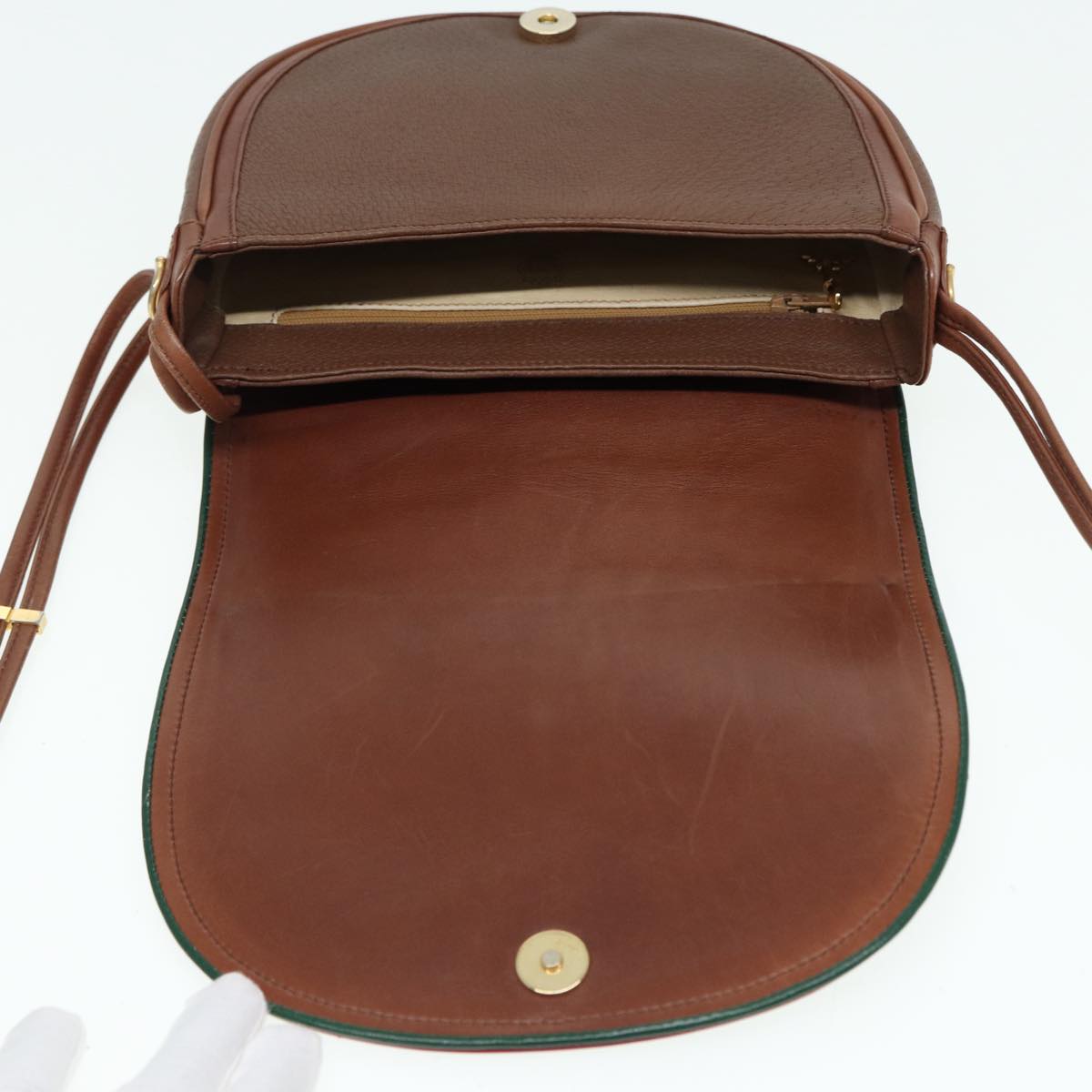 GUCCI Shoulder Bag Leather Brown Gold 001 261 1089 85976