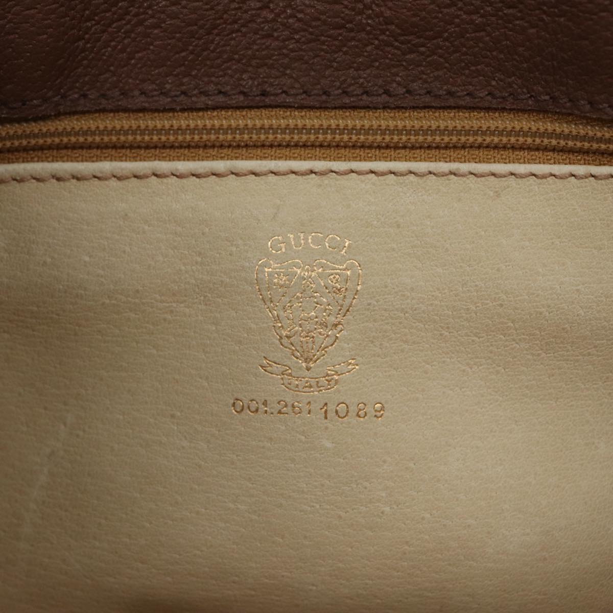 GUCCI Shoulder Bag Leather Brown Gold 001 261 1089 85976
