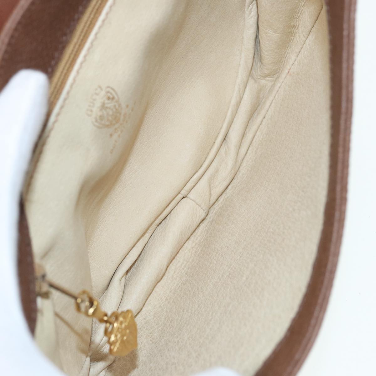 GUCCI Shoulder Bag Leather Brown Gold 001 261 1089 85976