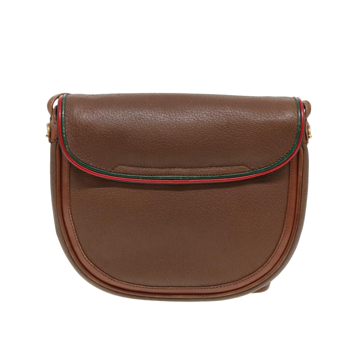 GUCCI Shoulder Bag Leather Brown Gold 001 261 1089 85976