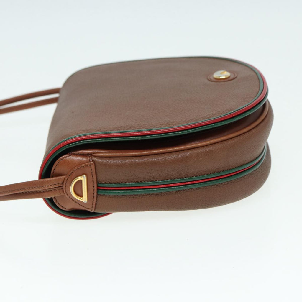 GUCCI Shoulder Bag Leather Brown Gold 001 261 1089 85976