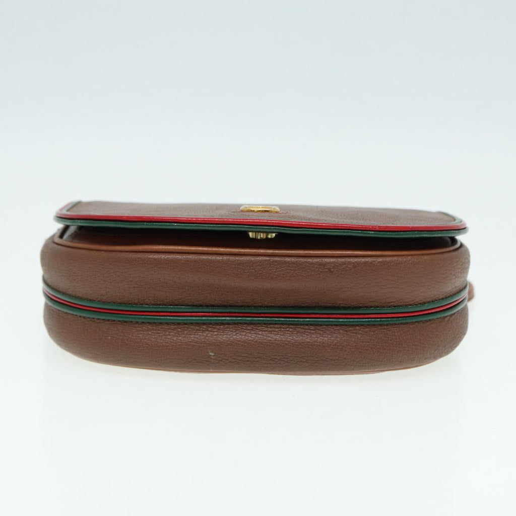 GUCCI Shoulder Bag Leather Brown Gold 001 261 1089 85976