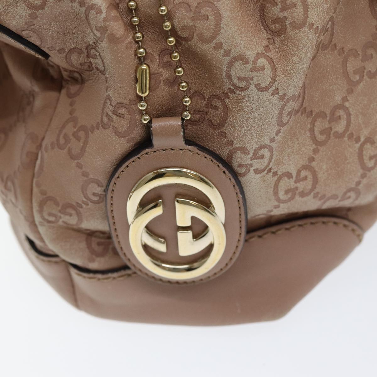 GUCCI GG Canvas Guccissima Hand Bag Leather 2way Pink Gold 247902 85982