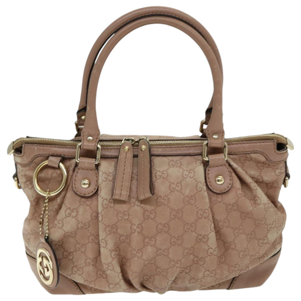 GUCCI GG Canvas Guccissima Hand Bag Leather 2way Pink Gold 247902 85982
