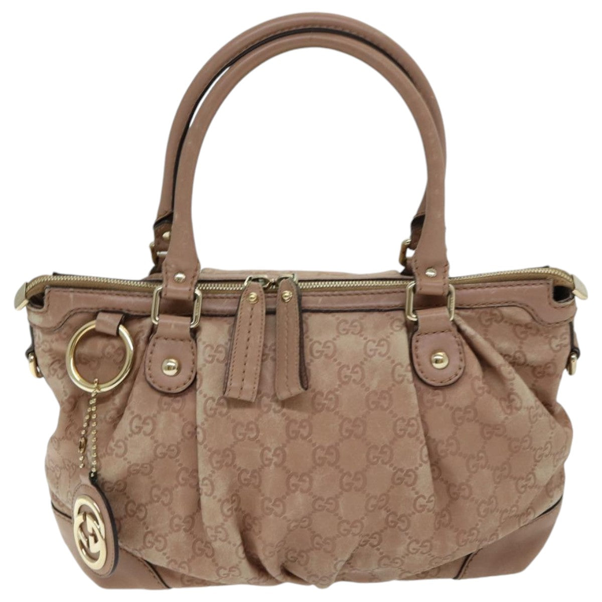 GUCCI GG Canvas Guccissima Hand Bag Leather 2way Pink Gold 247902 85982