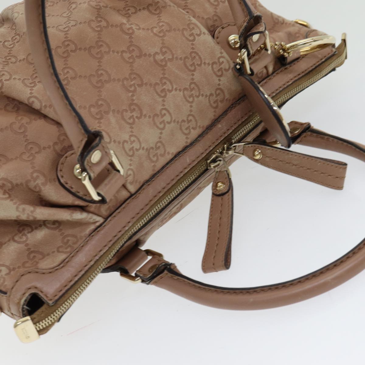 GUCCI GG Canvas Guccissima Hand Bag Leather 2way Pink Gold 247902 85982