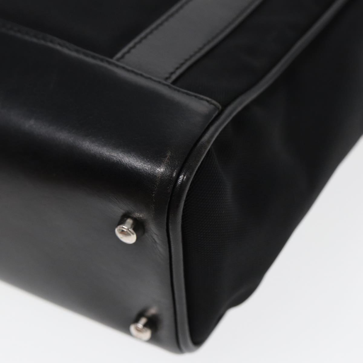 GUCCI Hand Bag Nylon Leather Black Silver 000 2854 0500 5 85984