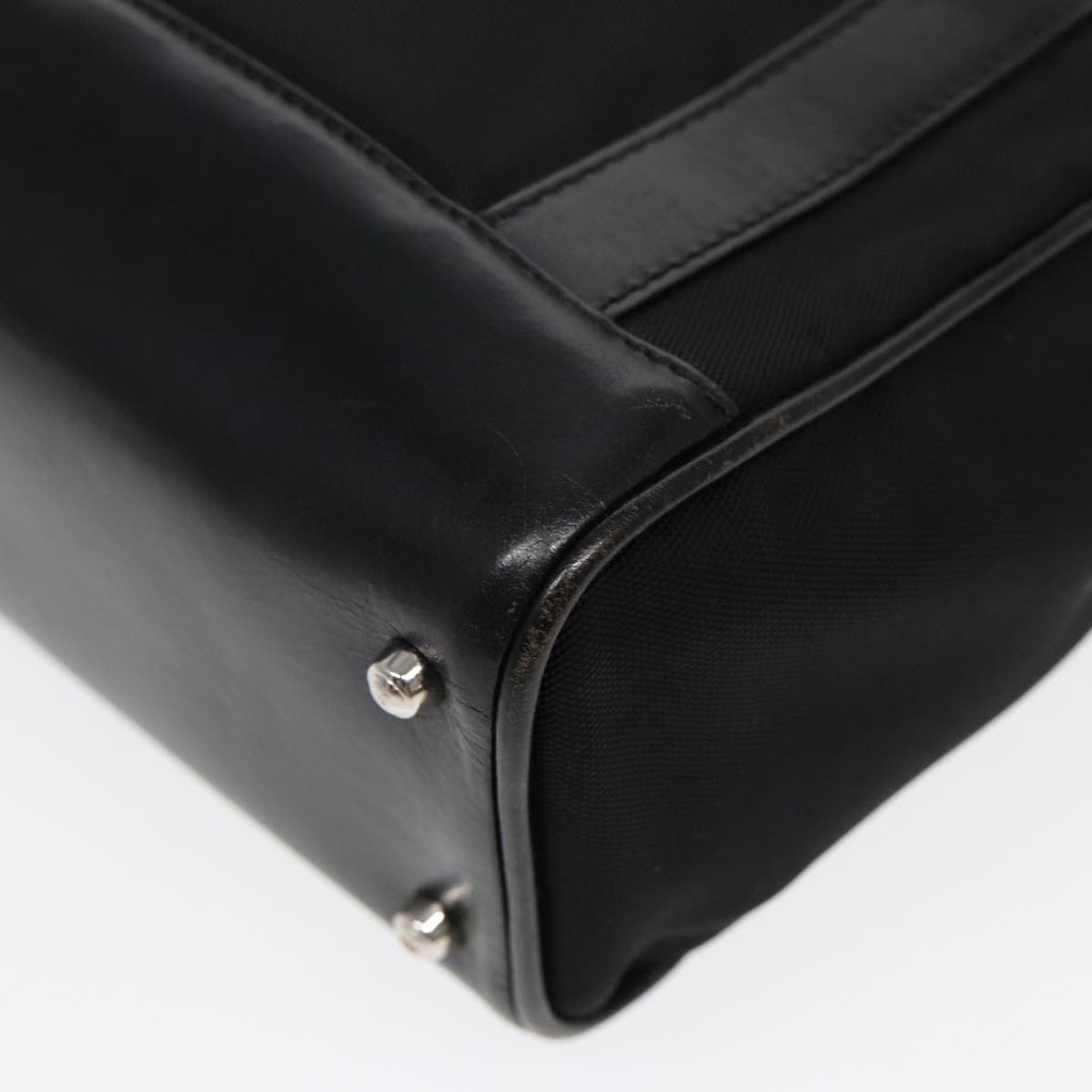 GUCCI Hand Bag Nylon Leather Black Silver 000 2854 0500 5 85984