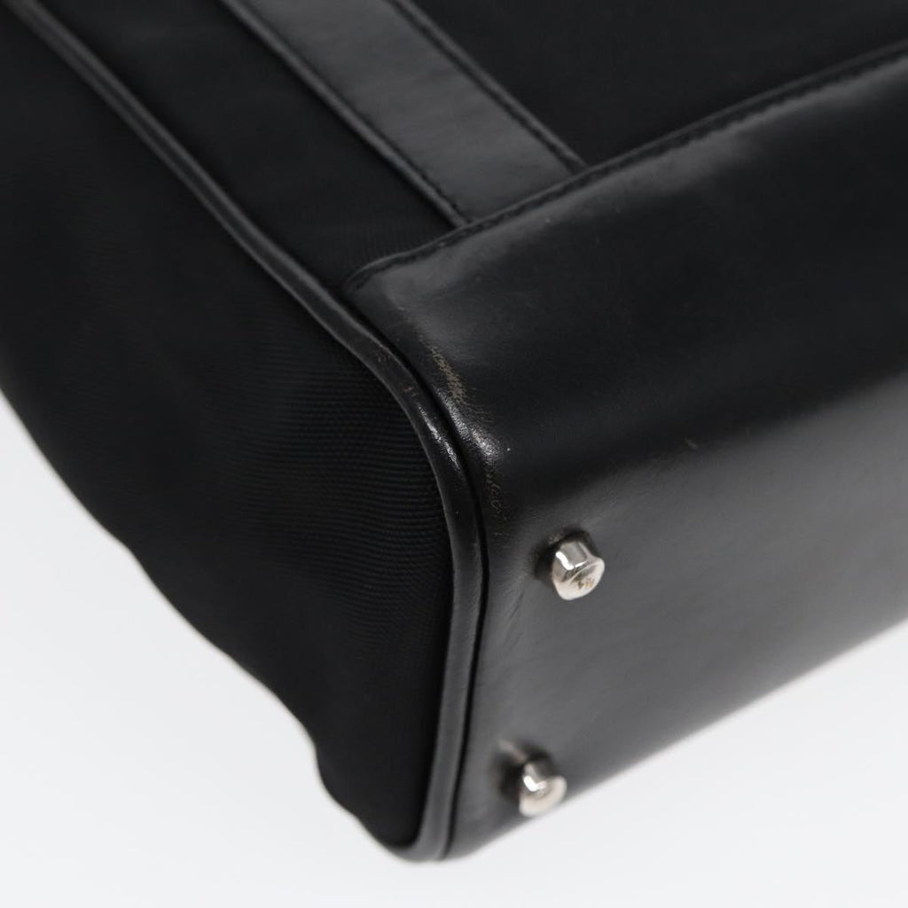 GUCCI Hand Bag Nylon Leather Black Silver 000 2854 0500 5 85984