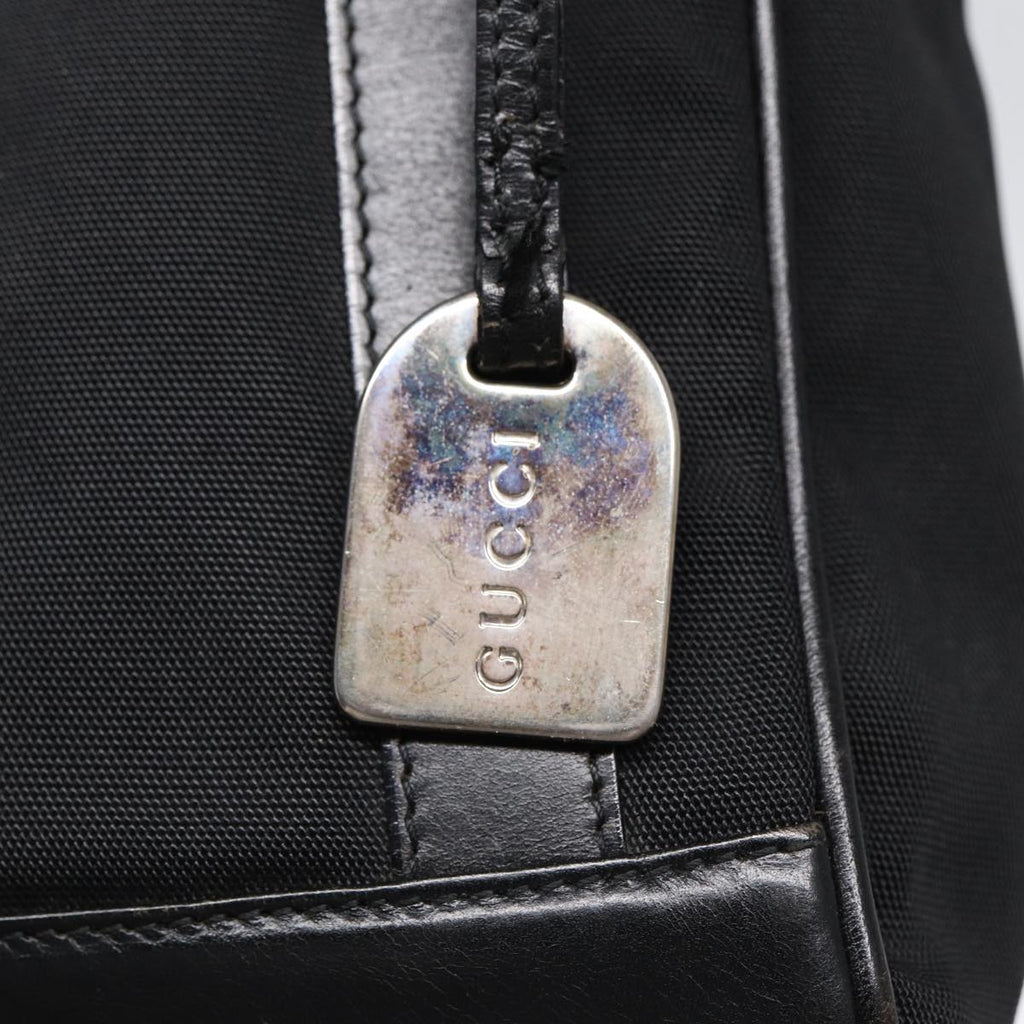 GUCCI Hand Bag Nylon Leather Black Silver 000 2854 0500 5 85984