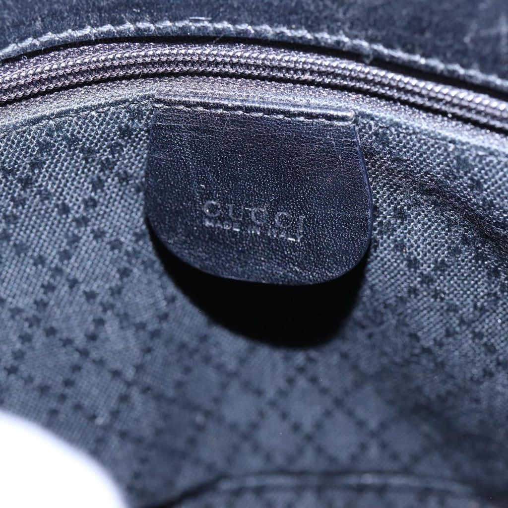 GUCCI Hand Bag Nylon Leather Black Silver 000 2854 0500 5 85984