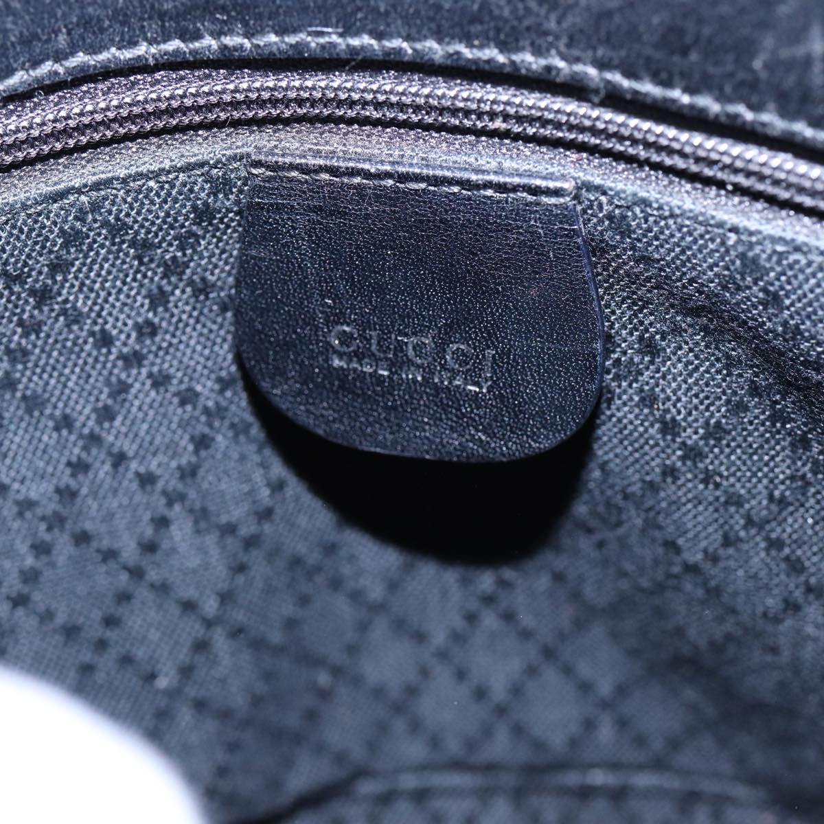 GUCCI Hand Bag Nylon Leather Black Silver 000 2854 0500 5 85984