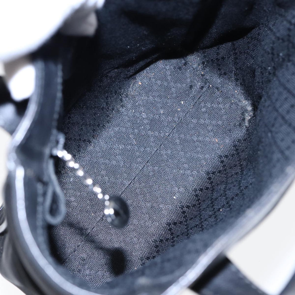 GUCCI Hand Bag Nylon Leather Black Silver 000 2854 0500 5 85984