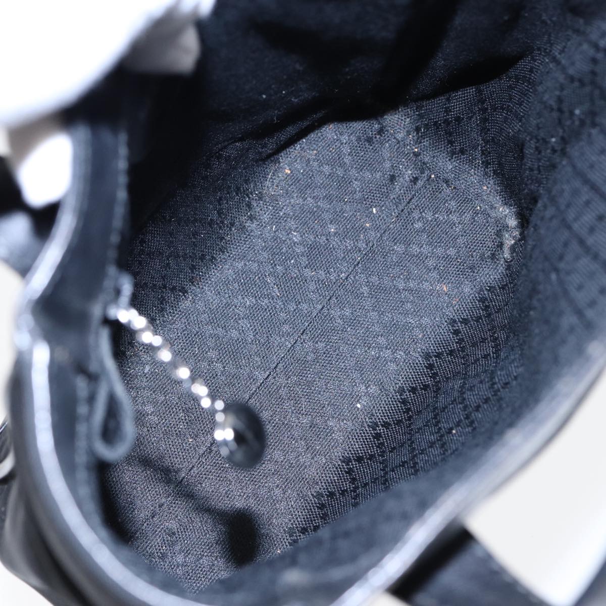 GUCCI Hand Bag Nylon Leather Black Silver 000 2854 0500 5 85984