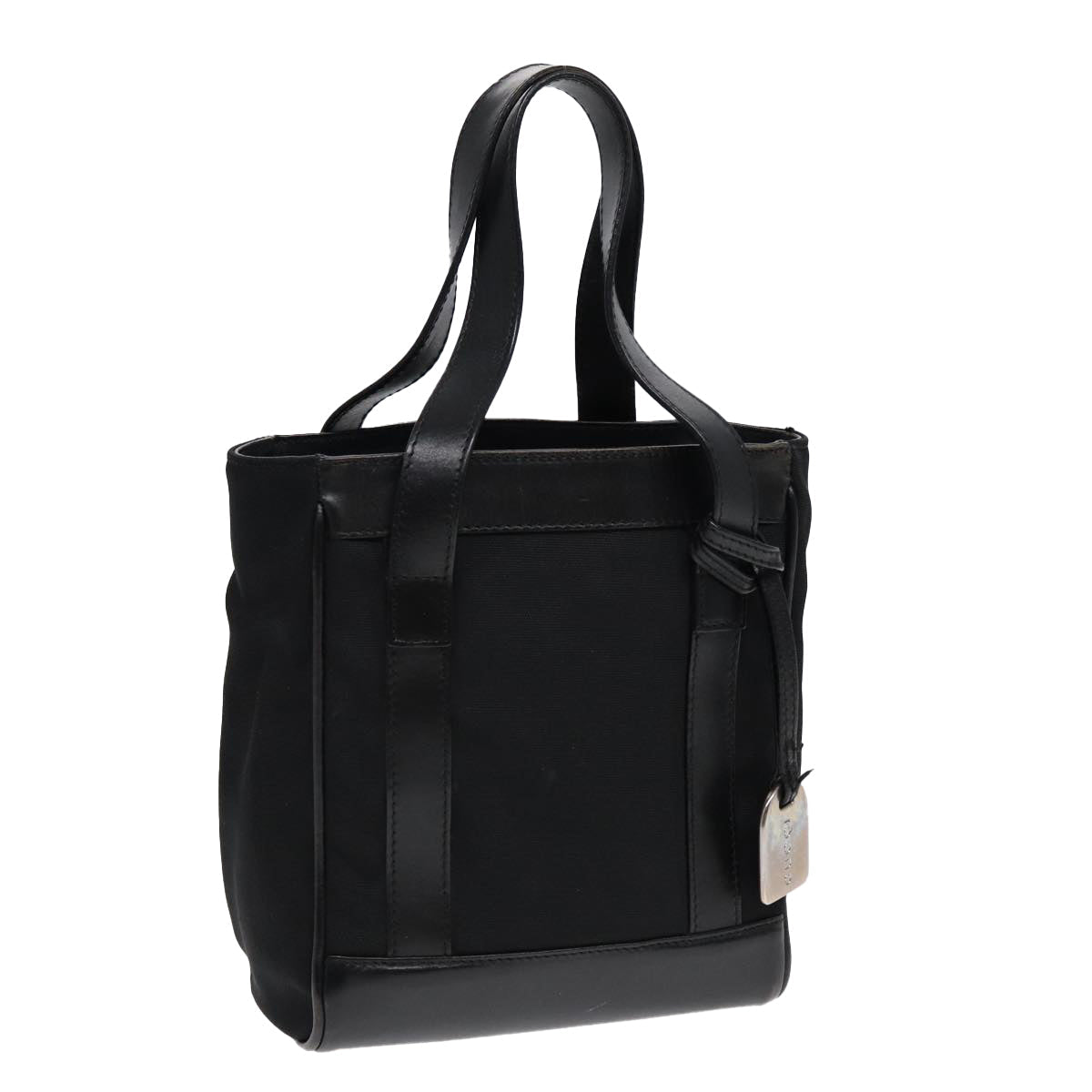GUCCI Hand Bag Nylon Leather Black Silver 000 2854 0500 5 85984