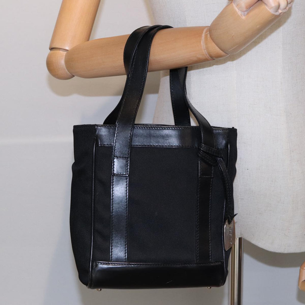 GUCCI Hand Bag Nylon Leather Black Silver 000 2854 0500 5 85984