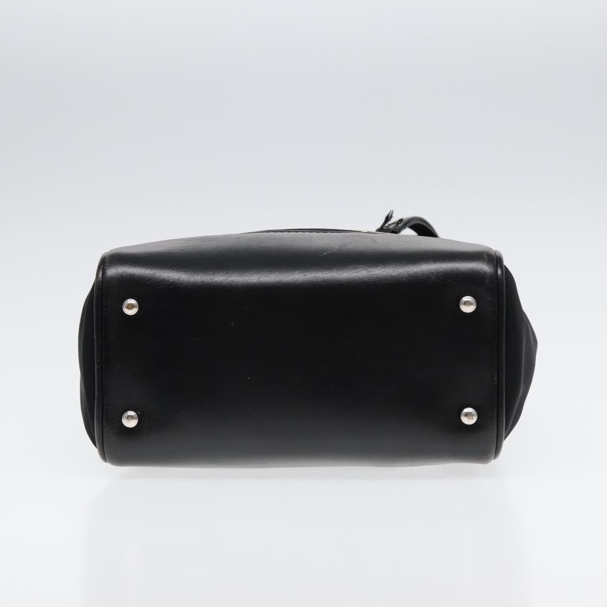 GUCCI Hand Bag Nylon Leather Black Silver 000 2854 0500 5 85984
