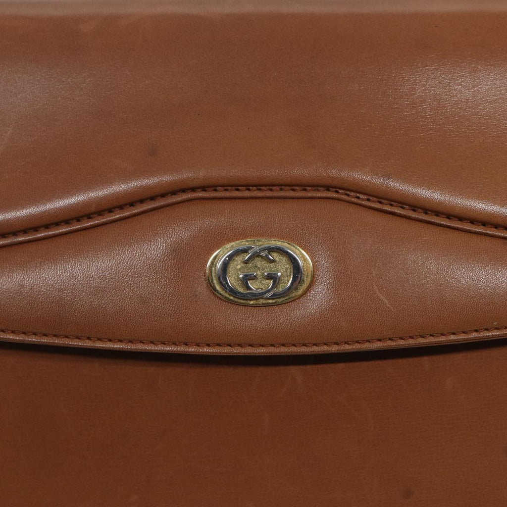 GUCCI Shoulder Bag Leather Brown Gold 004 406 0105 85985