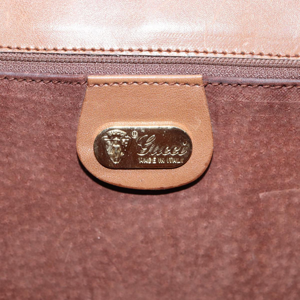 GUCCI Shoulder Bag Leather Brown Gold 004 406 0105 85985