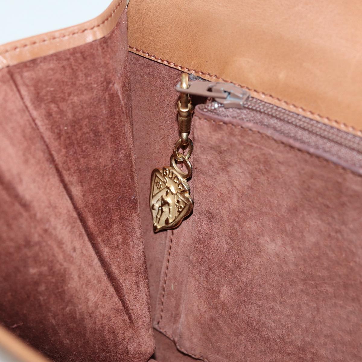 GUCCI Shoulder Bag Leather Brown Gold 004 406 0105 85985