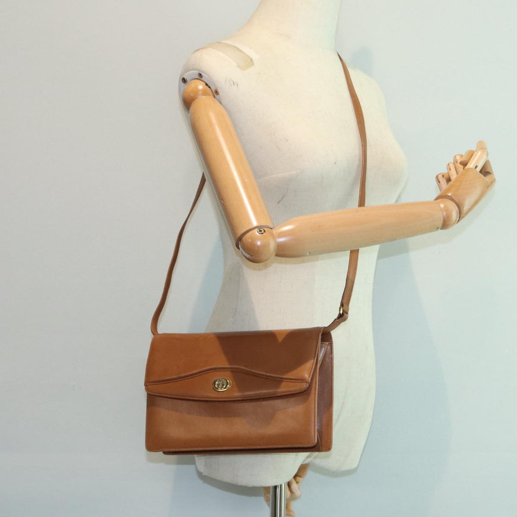 GUCCI Shoulder Bag Leather Brown Gold 004 406 0105 85985