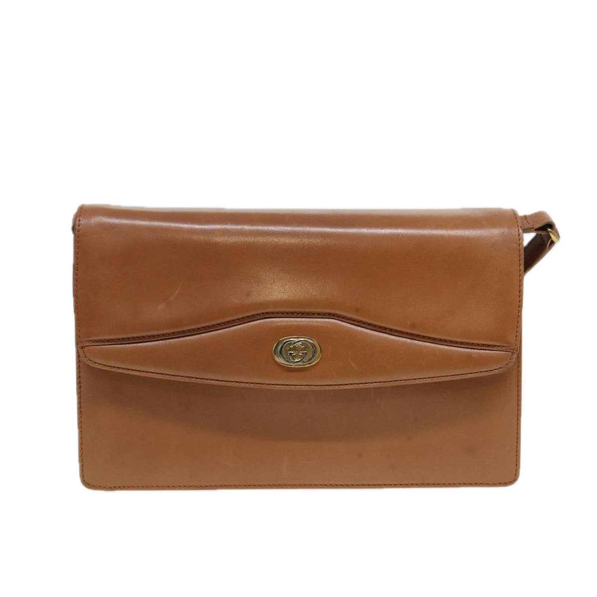 GUCCI Shoulder Bag Leather Brown Gold 004 406 0105 85985