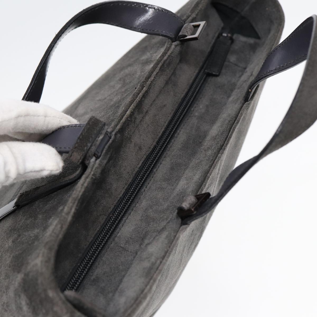 GUCCI Hand Bag Suede 2way Gray 002 2113 0475 85988