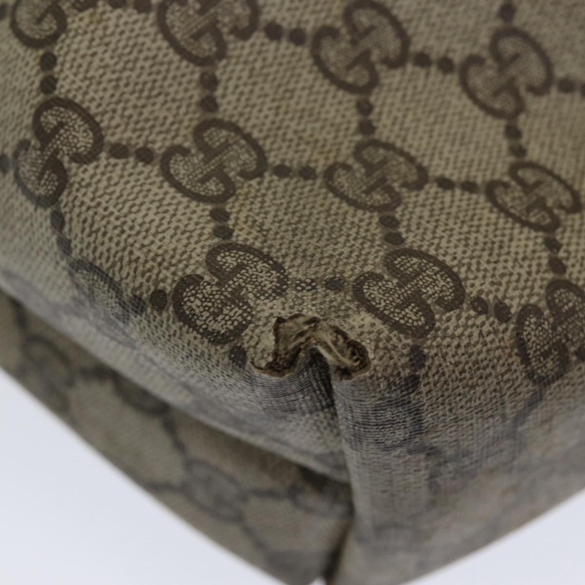 GUCCI GG Canvas Web Sherry Line Tote Bag PVC Beige Green Red 85989