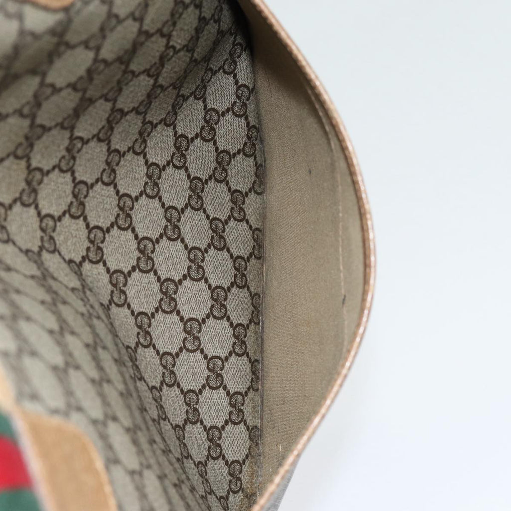 GUCCI GG Canvas Web Sherry Line Tote Bag PVC Beige Green Red 85989