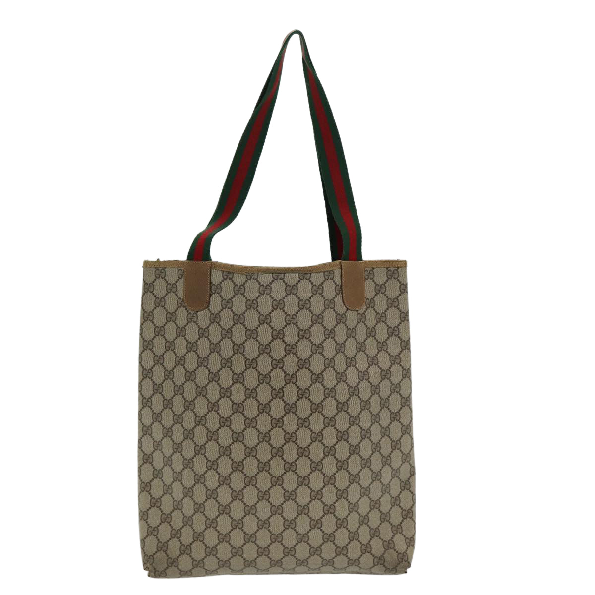 GUCCI GG Canvas Web Sherry Line Tote Bag PVC Beige Green Red 85989