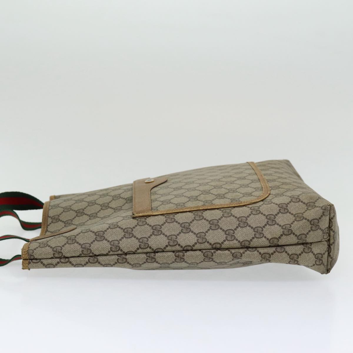 GUCCI GG Canvas Web Sherry Line Tote Bag PVC Beige Green Red 85989