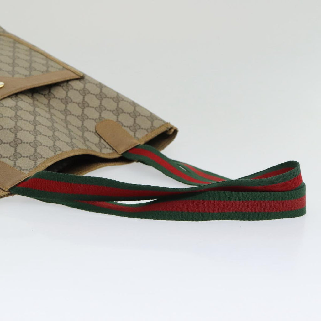 GUCCI GG Canvas Web Sherry Line Tote Bag PVC Beige Green Red 85989