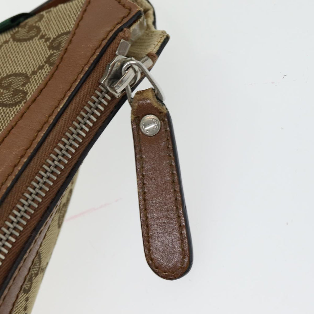 GUCCI GG Canvas Web Sherry Line Shoulder Bag Beige Silver Red 353399 85990
