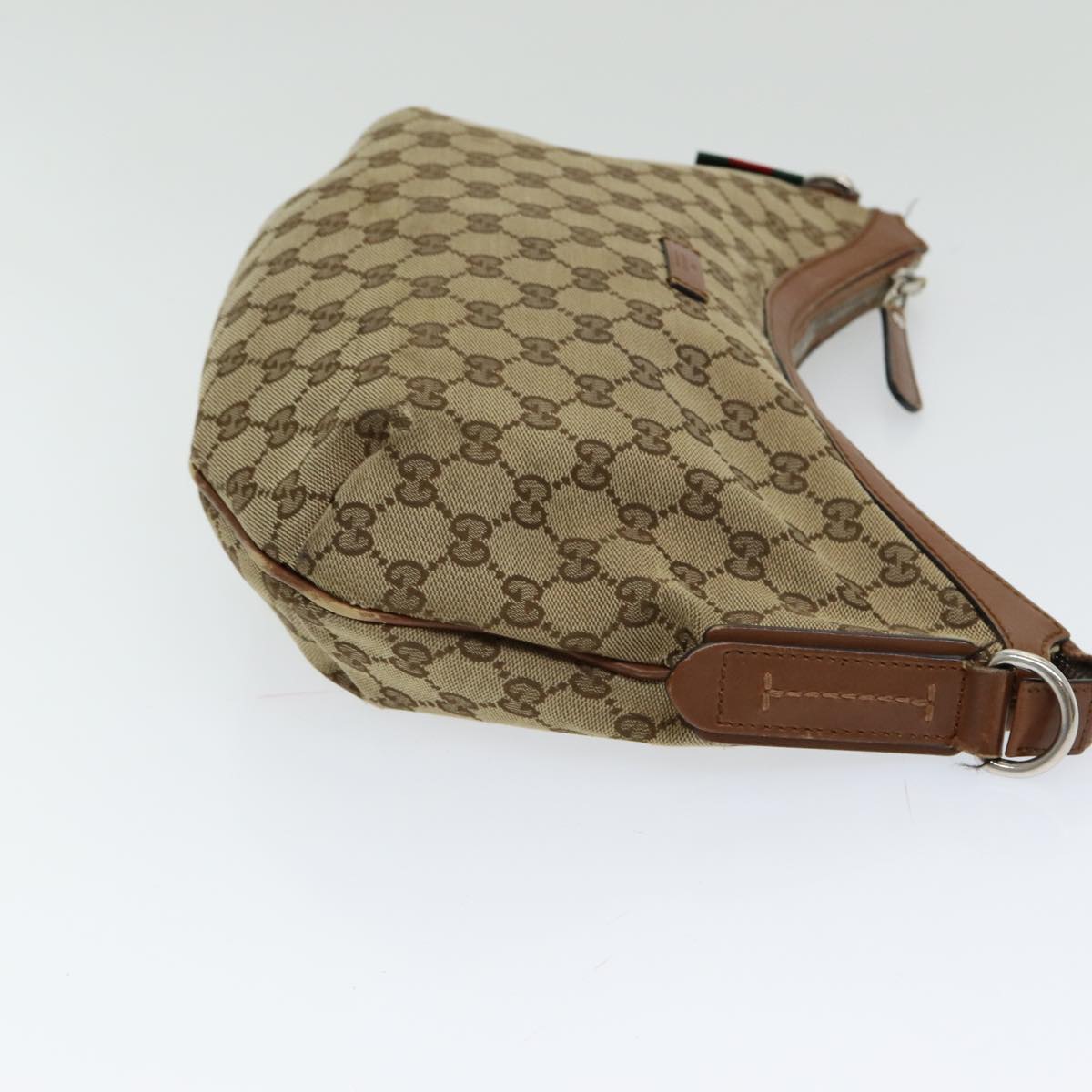 GUCCI GG Canvas Web Sherry Line Shoulder Bag Beige Silver Red 353399 85990