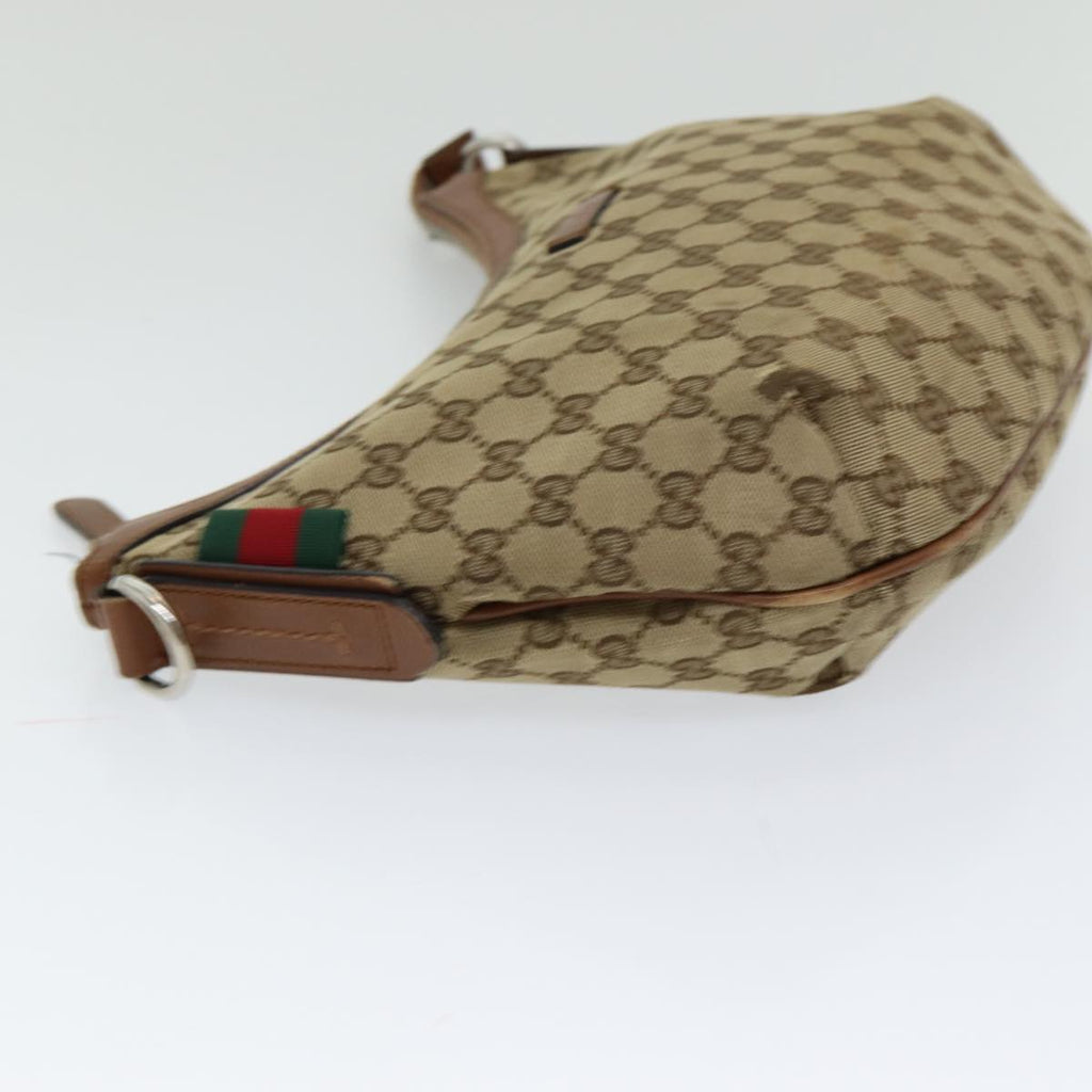 GUCCI GG Canvas Web Sherry Line Shoulder Bag Beige Silver Red 353399 85990