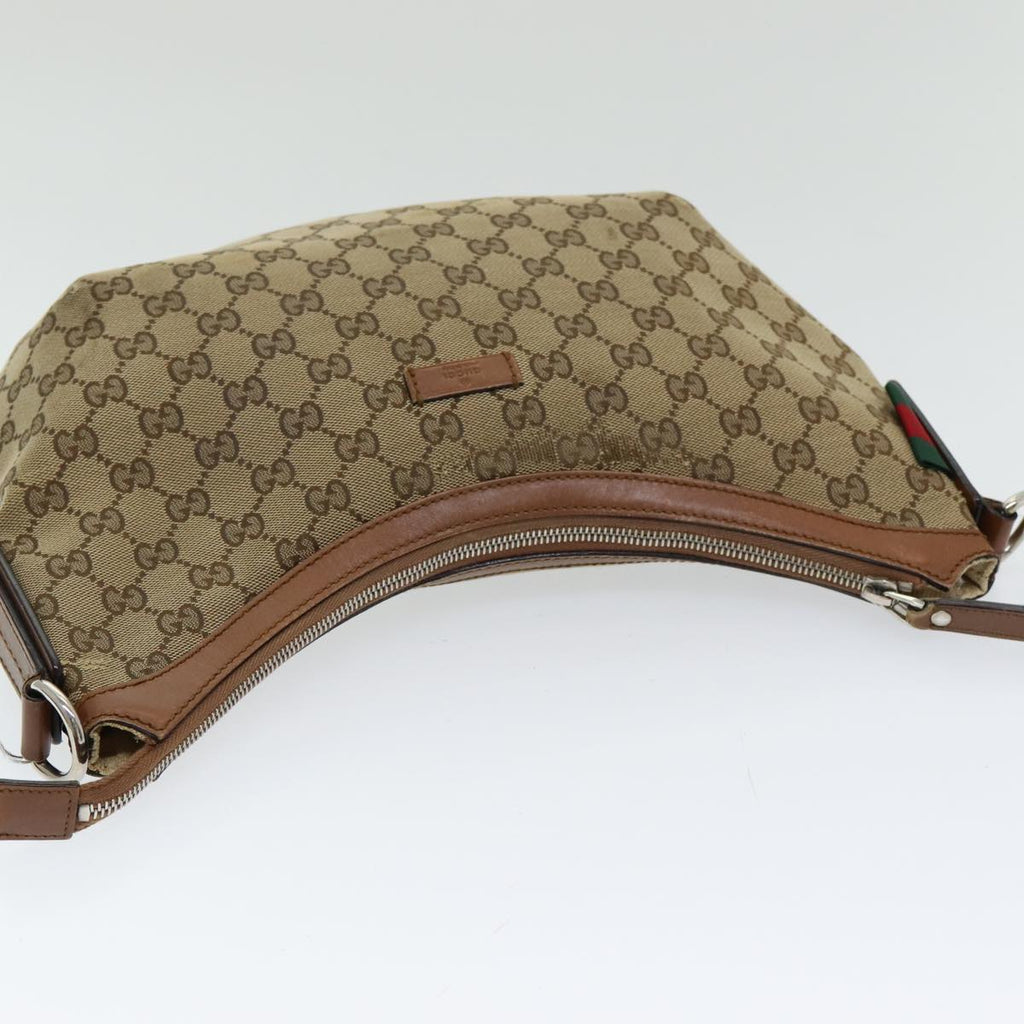 GUCCI GG Canvas Web Sherry Line Shoulder Bag Beige Silver Red 353399 85990