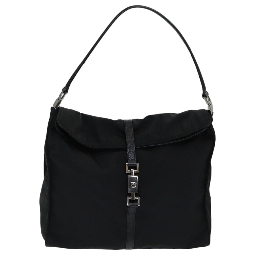 GUCCI Jackie Shoulder Bag Nylon Black Silver 001 3355 85992