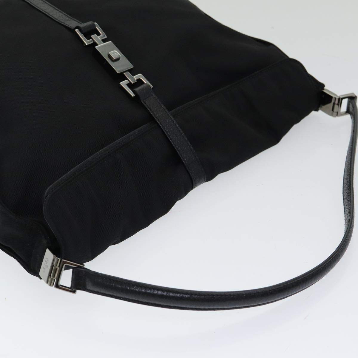 GUCCI Jackie Shoulder Bag Nylon Black Silver 001 3355 85992
