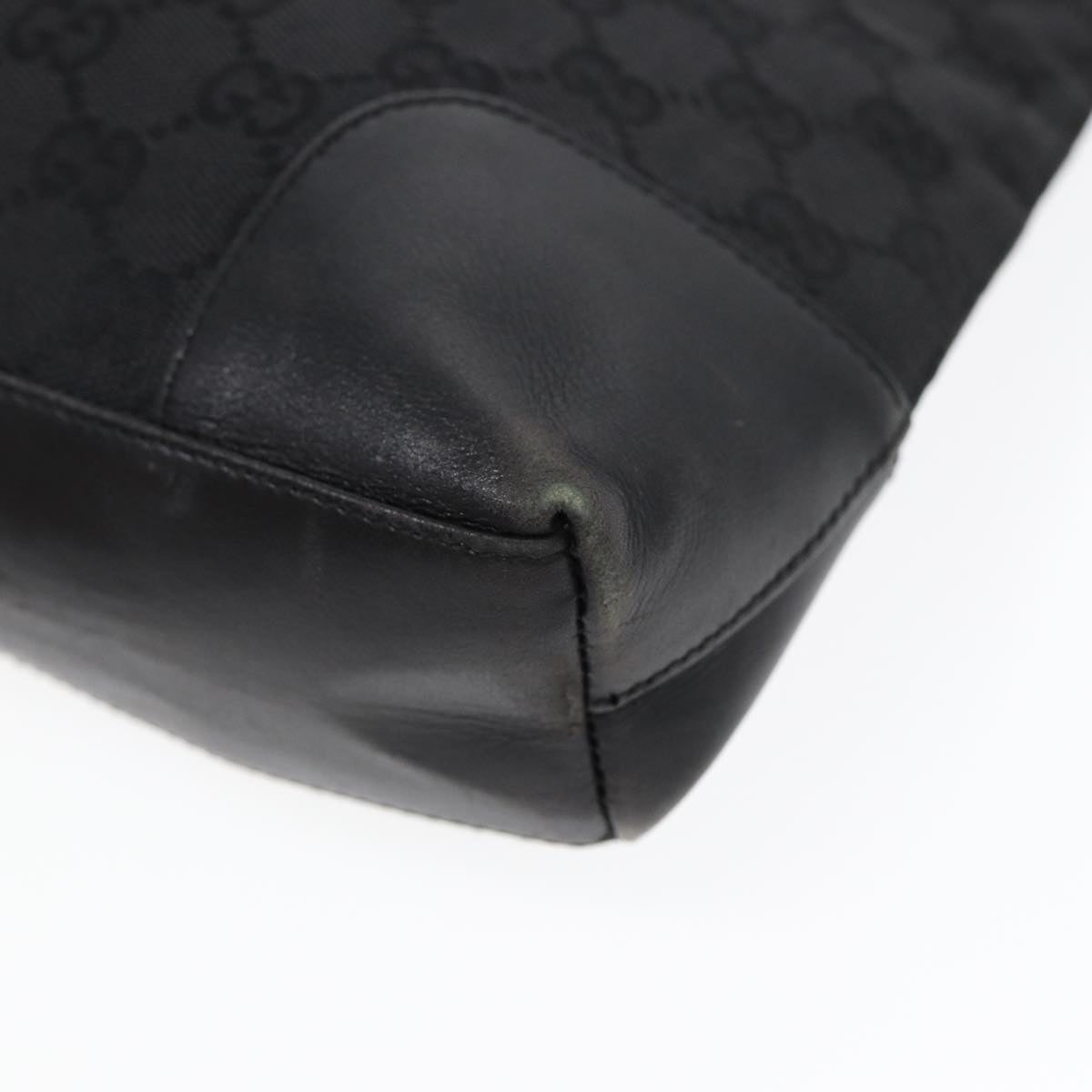 GUCCI GG Canvas Shoulder Bag Black Gold 33900 85998