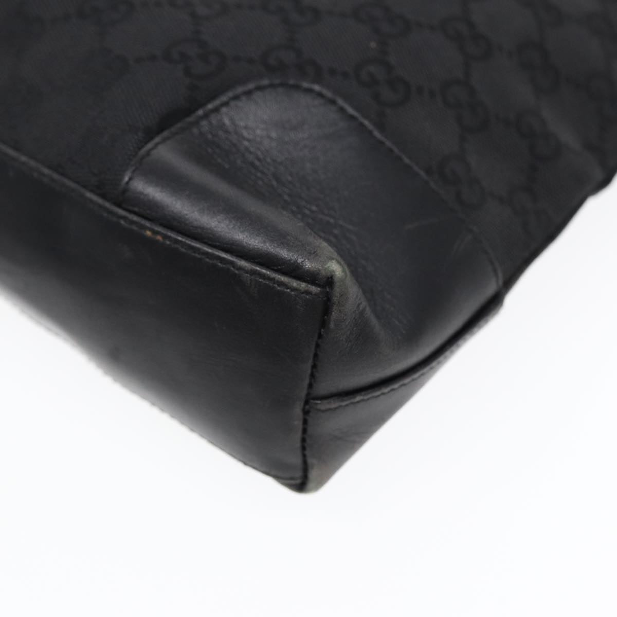 GUCCI GG Canvas Shoulder Bag Black Gold 33900 85998